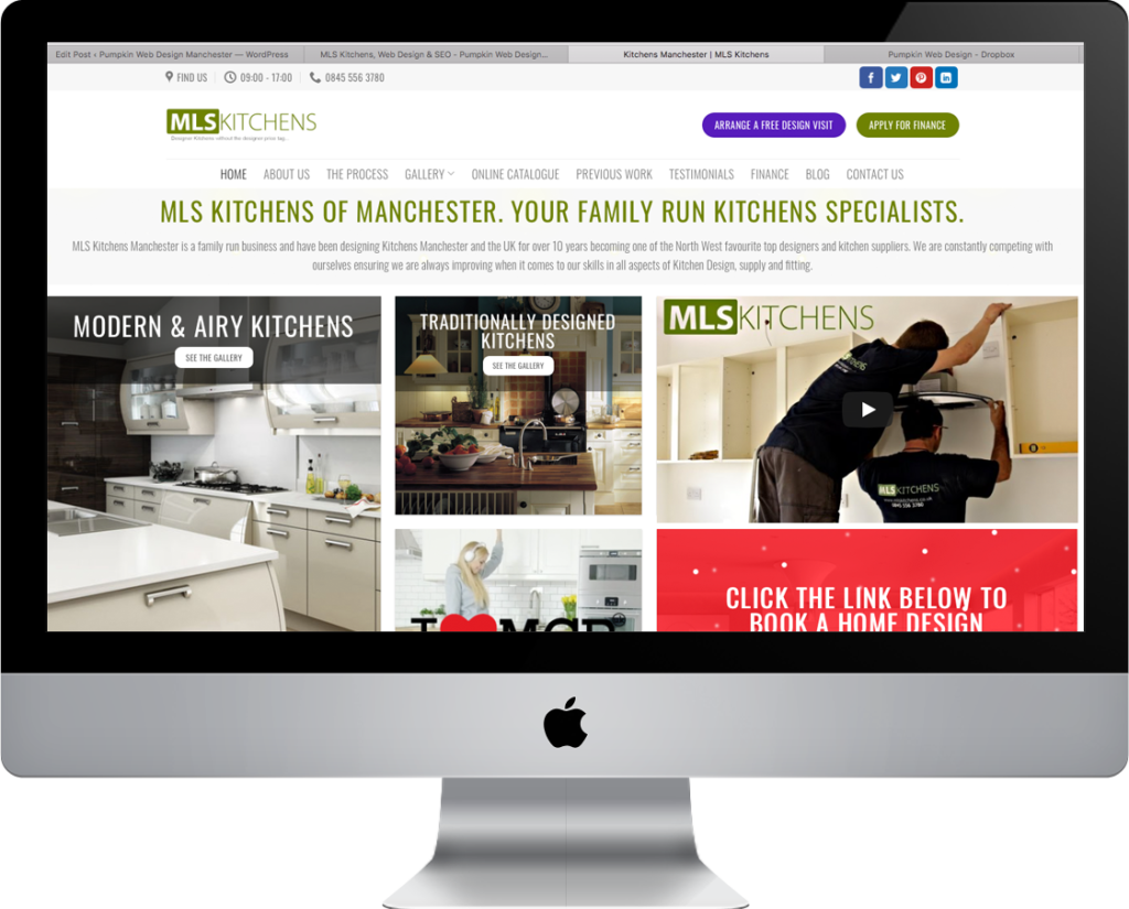 web design and set for Manchester kitchens specialist