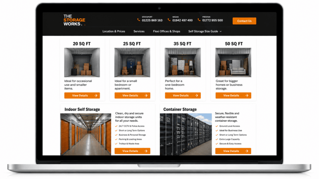 the storage works website laptop layout